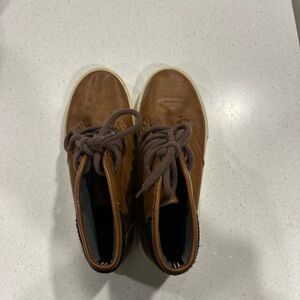 Nautica Brown Leather High-Top Sneakers, size 4.